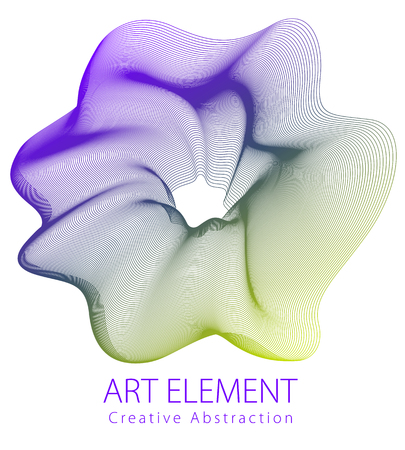 Abstract vector art element for design, linear flower artistic illustration isolated over white background.のイラスト素材