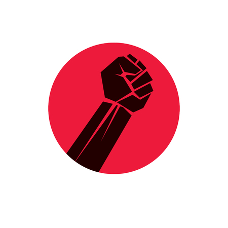 Vector illustration created with clenched fist of a strong man. People demonstration, fighting for their rights and freedom.のイラスト素材