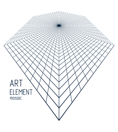 Mesh lines 3d vector design in a shape of rhombus, abstract background dimensional low poly art.のイラスト素材