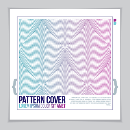 Minimalistic brochure design. Web, commerce or events vector graphic design template. Striped line textured geometric illustration.のイラスト素材