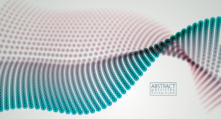 Wave of particles. Blurred lights vector abstract background. Beautiful wave shaped array of glowing dots.のイラスト素材