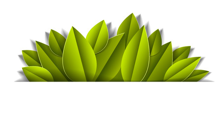 Green fresh leaves beautiful background line design element with blank copy space for text, vector illustration in paper cut style. Anniversary event or greeting card.のイラスト素材