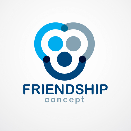Teamwork businessman unity and cooperation concept created with simple geometric elements as a people crew.のイラスト素材