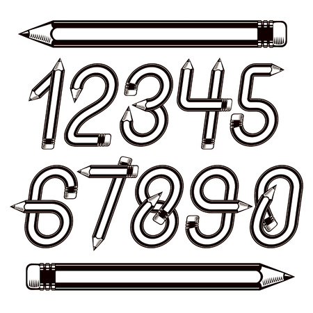 School theme, pencils design numbers, best for use in logotype design for drawing art class.のイラスト素材