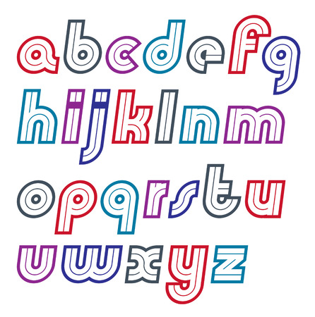 Vector retro bold lower case English alphabet letters collection, can be used as logo design elementsのイラスト素材