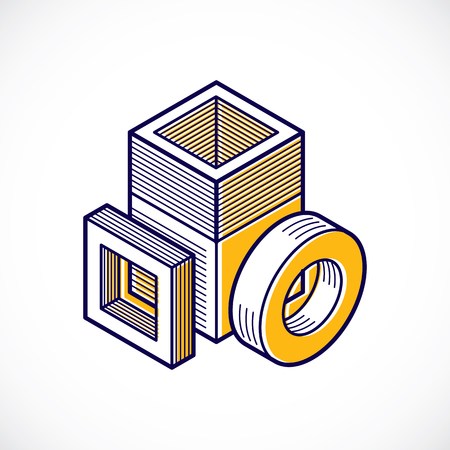 Engineering three-dimensional construction, abstract vector trigonometric shape.のイラスト素材