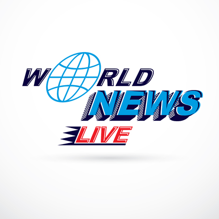 World live news inscription, vector illustration. Social telecommunication.のイラスト素材