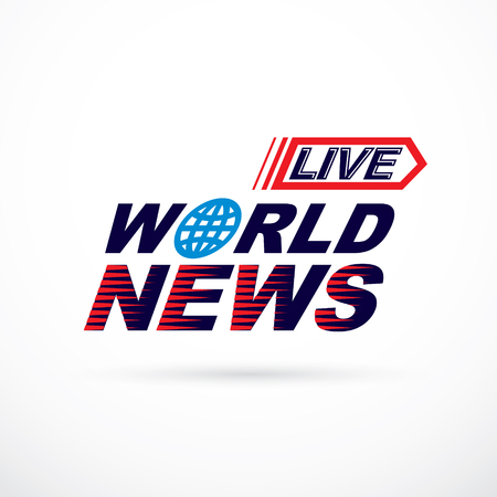 World live news inscription, vector illustration. Social telecommunication.のイラスト素材
