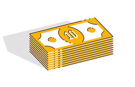 Cash money banknotes stacks isolated on white background. Vector 3d isometric business and finance illustration, thin line design.のイラスト素材