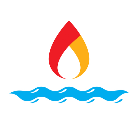 Combination of water and fire elements abstract logo, nature power.のイラスト素材