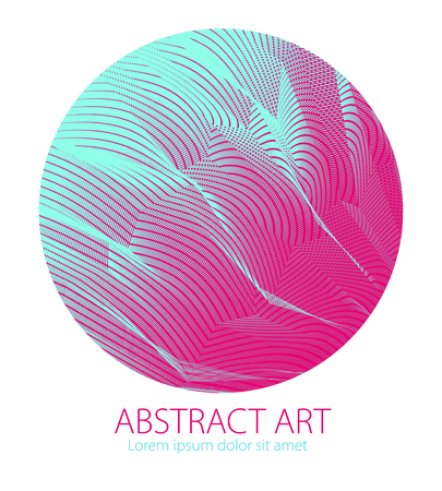 Beautiful art element, linear texture of surface or textile in a shape of circle. Vector abstract 3d perspective background for layouts, posters, banners, print and web. Cool and motional.のイラスト素材