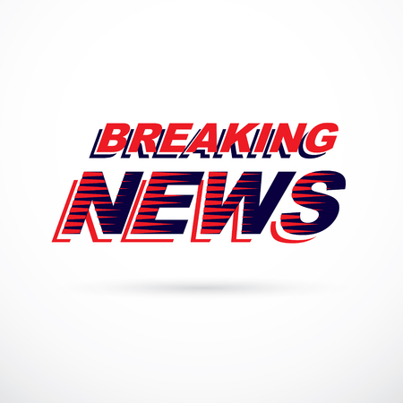 Breaking news inscription, vector illustration. Public information campaign idea.のイラスト素材