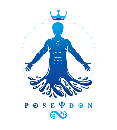 Vector illustration of human, athlete. Poseidon the god of sea and defender of all waters.のイラスト素材