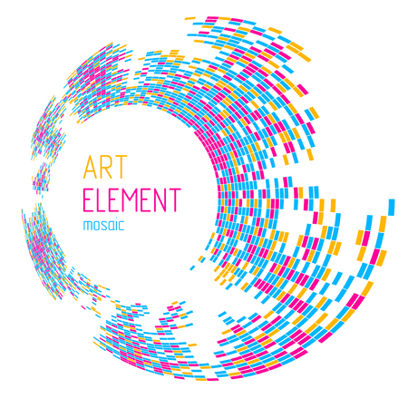 Modern trendy vector design of dimensional artistic mosaic tiles, abstract background as a template for layout with copy space for title. Usable for brochure, magazine, ad, banner, poster.のイラスト素材