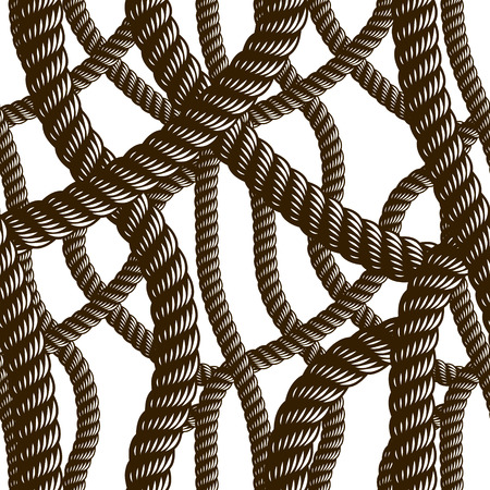 Rope seamless pattern, trendy vector wallpaper background. Tangled cord stylish illustration. Usable for fabric, wallpaper, wrapping, web and print.のイラスト素材