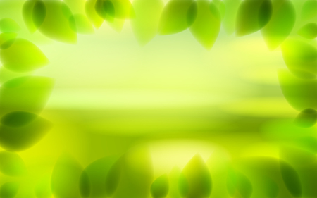 Fresh green leaves and blurred summer nature background beyond, realistic bright vector illustration with copy space for text.のイラスト素材