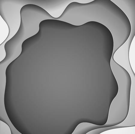 Abstract grey paper cutout curvy shapes layered, vector illustration in paper cut style. layout for business card, presentations, flyers or posters.のイラスト素材
