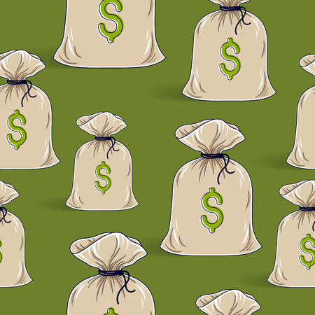 Money bags seamless  , backdrop for financial business website or economical theme ads and informationのイラスト素材