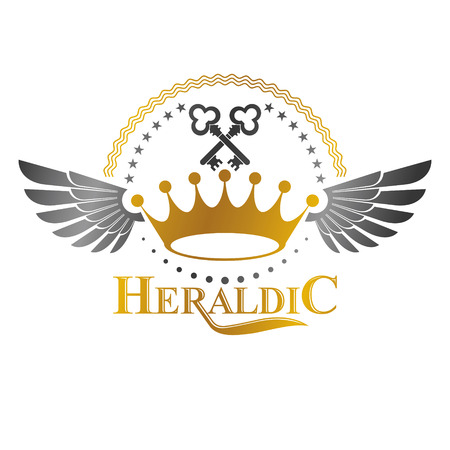 Imperial Crown emblem. Heraldic Coat of Arms, vintage vector logo. Ornate logotype isolated on white background.のイラスト素材