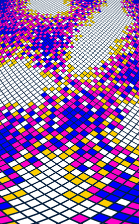 Modern trendy vector design of dimensional artistic mosaic tiles, abstract background as a template for layout with copy space for title. Usable for brochure, magazine, ad, banner, poster.のイラスト素材