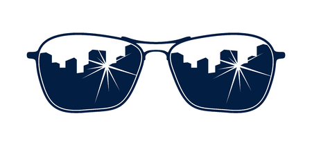Sunglasses reflecting urban  stylish eyeglasses fashion design elements.のイラスト素材
