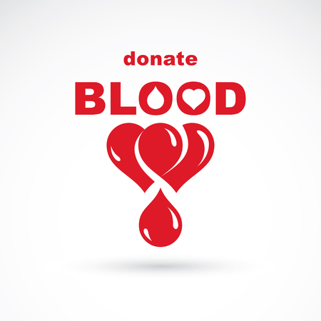Save life and donate blood, rehabilitation conceptual vector illustration created using heart shape and blood drops.のイラスト素材