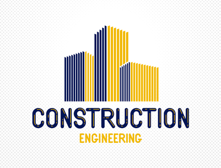 Building construction design element vector logo or icon, real estate realty theme, office building.のイラスト素材
