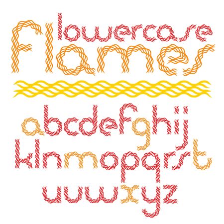 Vector script, modern rounded alphabet letters set made with red infernal blazeのイラスト素材