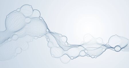 Biological mutation, microscopic virus, dotted vector particles shape, nano technology. Abstract flowing wide wallpaper background.のイラスト素材