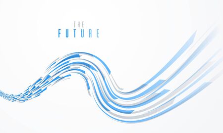 Science or technology vector abstract background, 3D dynamic lines in motion design element, futuristic template for ads or poster or cover. Futuristic design.のイラスト素材