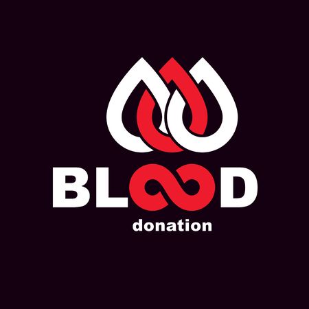 Vector blood donation inscription created with limitless symbol. Save life and donate blood conceptual illustration.のイラスト素材