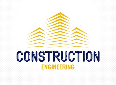 Building construction design element vector or icon, real estate realty theme, office building.のイラスト素材