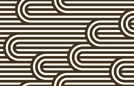 Seamless pattern with twisted lines, vector linear tiling background, stripy weaving, optical maze, twisted stripes.のイラスト素材
