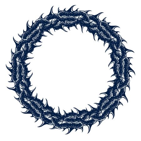 Round frame from thorn, blackthorn vector design element, circle shape border.のイラスト素材