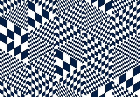 3D cubes seamless pattern vector background, rhombus and triangles dimensional blocks, architecture...