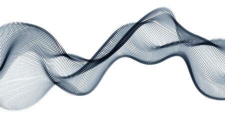 Flowing particles wave, dynamic sound motion curve lines. 3d vector illustration. Beautiful wave...