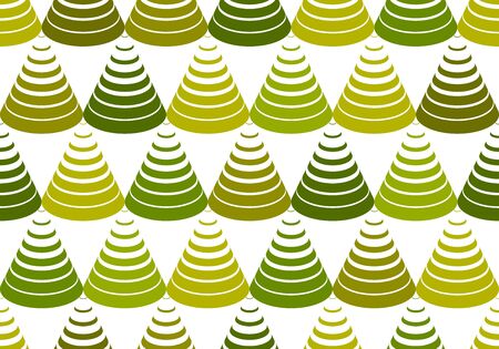 Cones op art seamless vector background, repeat tiling optical illusion pattern, textile or wrapping paper, website backdrop or wallpaper. Spruce forest.のイラスト素材