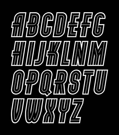 Vector tall retro upper case English alphabet letters collection, can be used in poster art creation.のイラスト素材