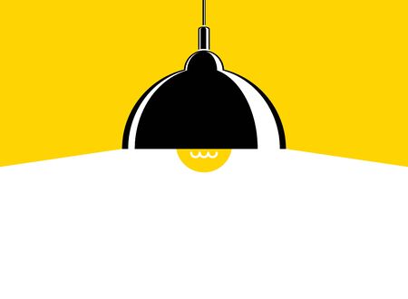 Lamp illumination vector advertising poster illustration with copy space for text, flat style template for banner, background or wallpaper.のイラスト素材
