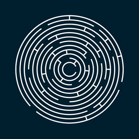 Radial labyrinth maze vector design, children game to play, find way out.