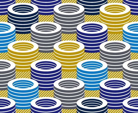 3D tubes optical seamless pattern, vector repeat tiling background, op art theme textile or wrapping paper, website backdrop or wallpaper.のイラスト素材