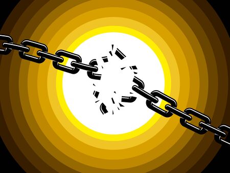 Breaking chain freedom and liberty concept vector illustration in poster style, liberation, weak...