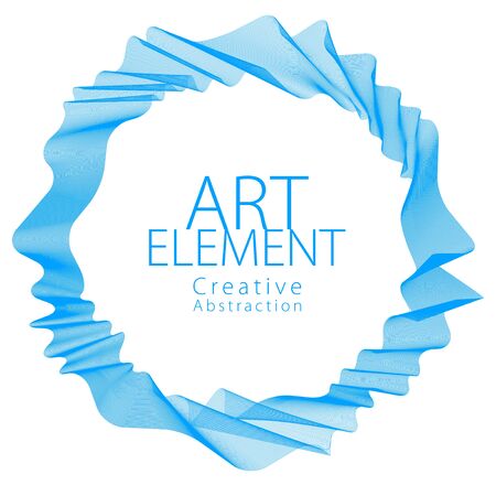Flowing smooth linear frame in a shape of circle. Vector abstract artistic beautiful background with copy space for text.  Isolated over white background.のイラスト素材