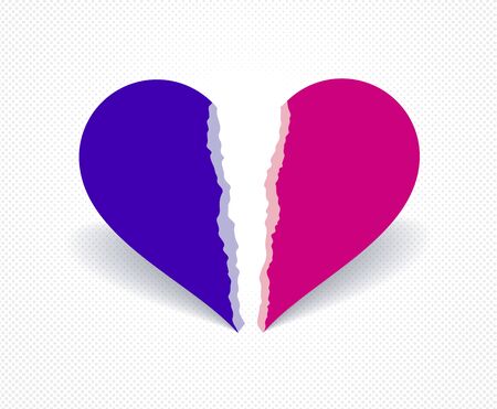 Broken heart icon lonely and missing mate lover girlfriend, divorce breakup and loneliness vector concept symbol, stylish illustration of broken relations.のイラスト素材