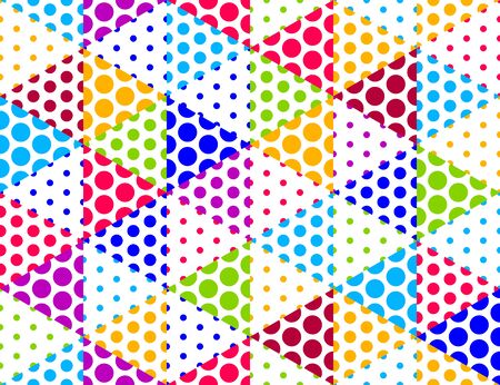 3D dotted cubes seamless pattern vector background, dots dimensional blocks, architecture and construction, geometric design.のイラスト素材
