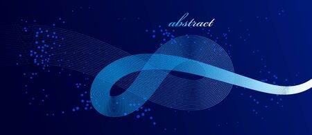 Elegant blue lines vector dimensional abstract background, 3D dynamic curve stripes in motion beautiful design element, template for banner or poster and other ads.のイラスト素材