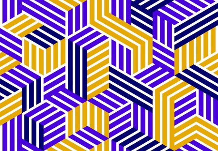 Seamless cubes vector background, lined boxes repeating tile pattern, 3D architecture and...