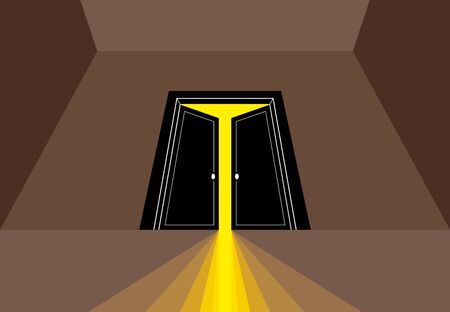 Half open secret door new opportunities concept vector illustrationのイラスト素材