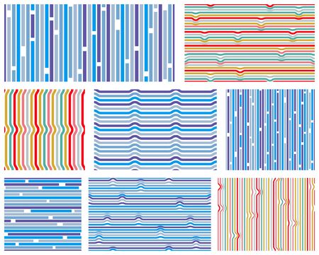 Abstract lines seamless patterns set, vector backgrounds with parallel stripes, lined designs minimalistic wallpapers or website backgrounds.のイラスト素材