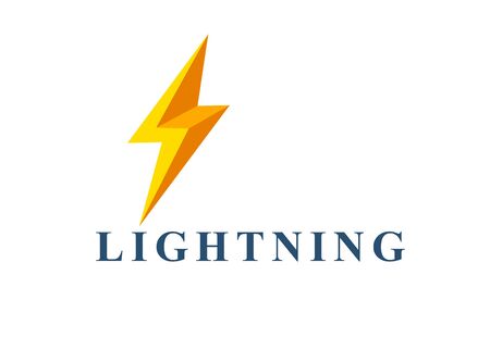 Lightning bolt yellow vector simple flat sign isolated on white, energy or brainstorming concept, bright idea.のイラスト素材